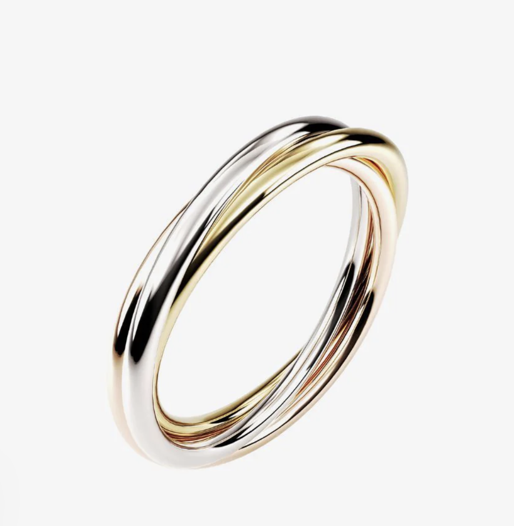 Trio fidget ring in gold, silver and rose gold